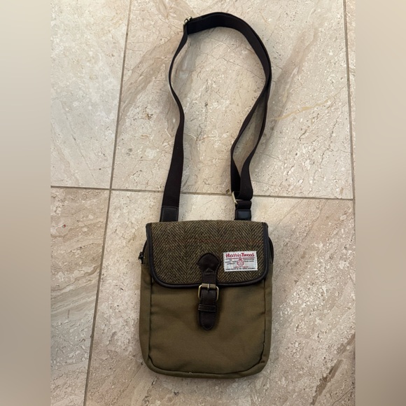 Harris Tweed brown wool Crossbody Bag size 6 x9 no flaws - Picture 1 of 6
